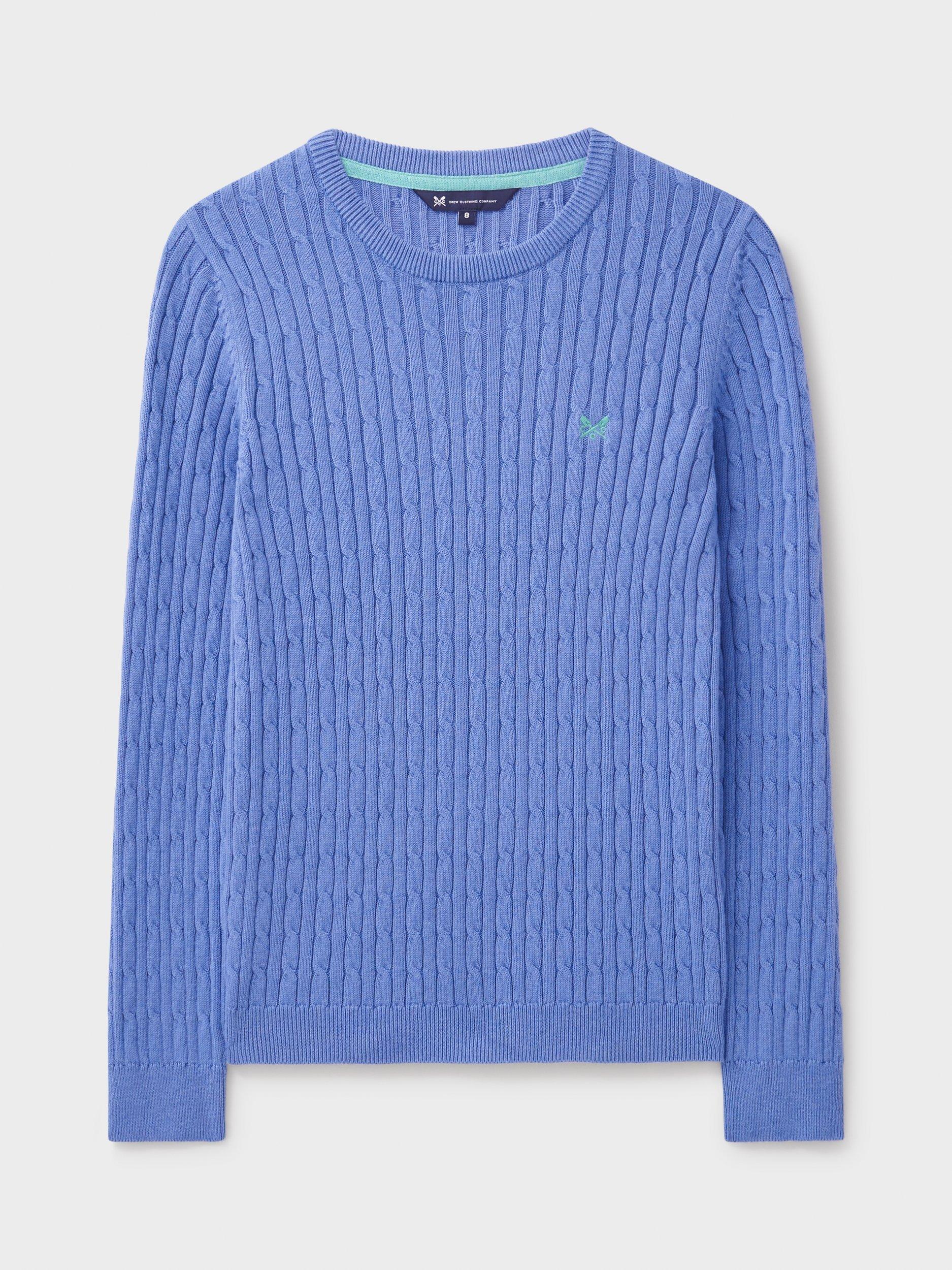 Product image 5 of 5, which shows Crew Clothing Heritage Cable Knit Jumper, Bright Blue, 6