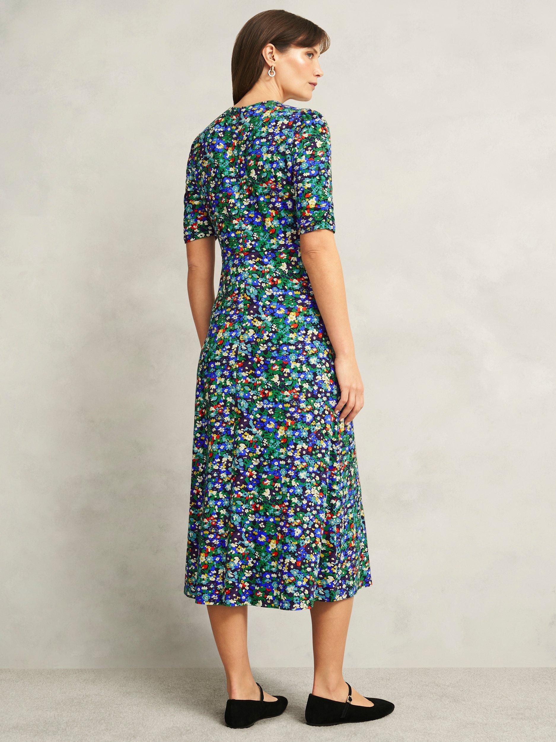 Product image 2 of 5, which shows Hobbs Petite Coralie Ditsy Floral Dress, Multi, 12