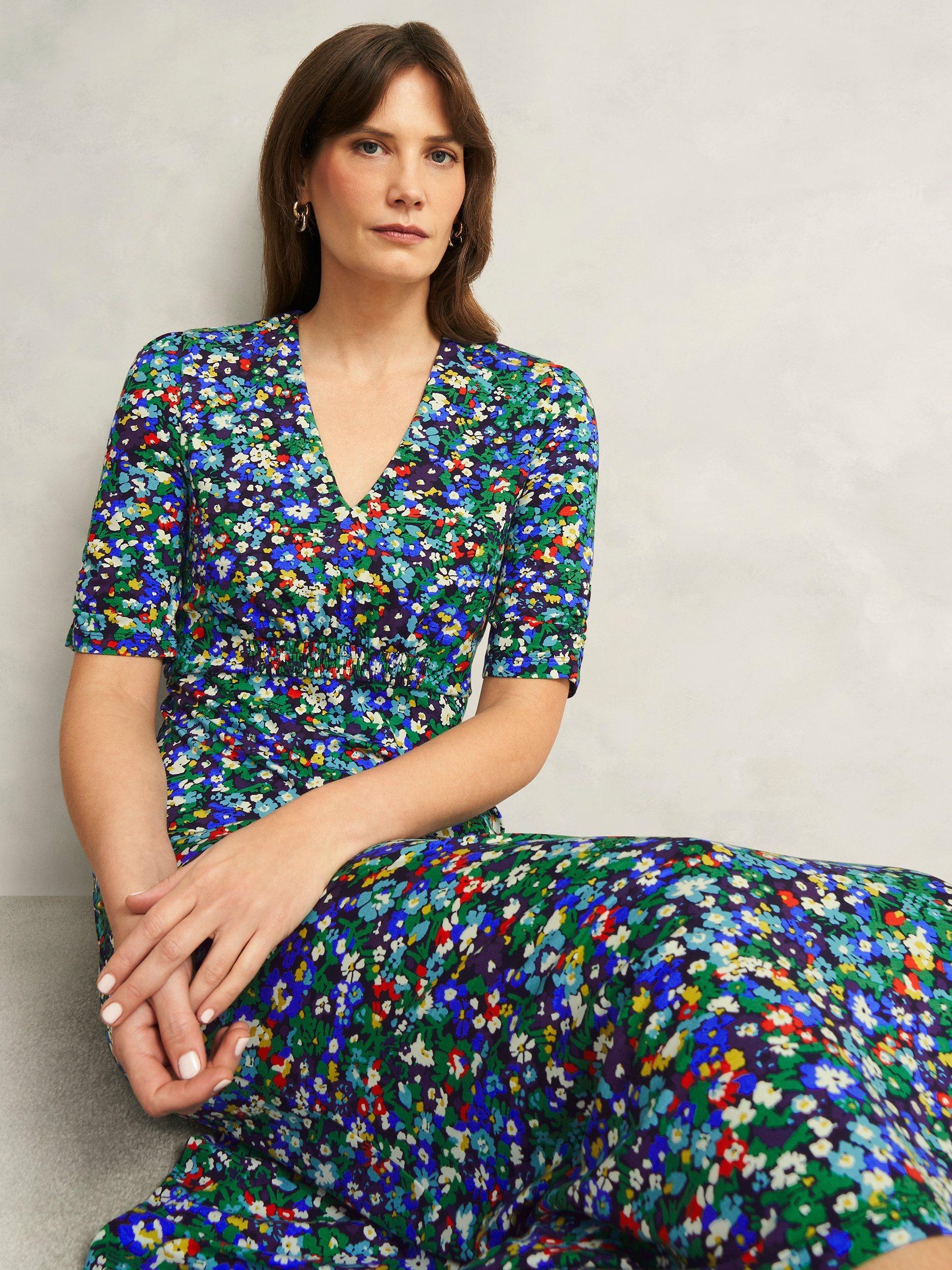 Product image 3 of 5, which shows Hobbs Petite Coralie Ditsy Floral Dress, Multi, 12