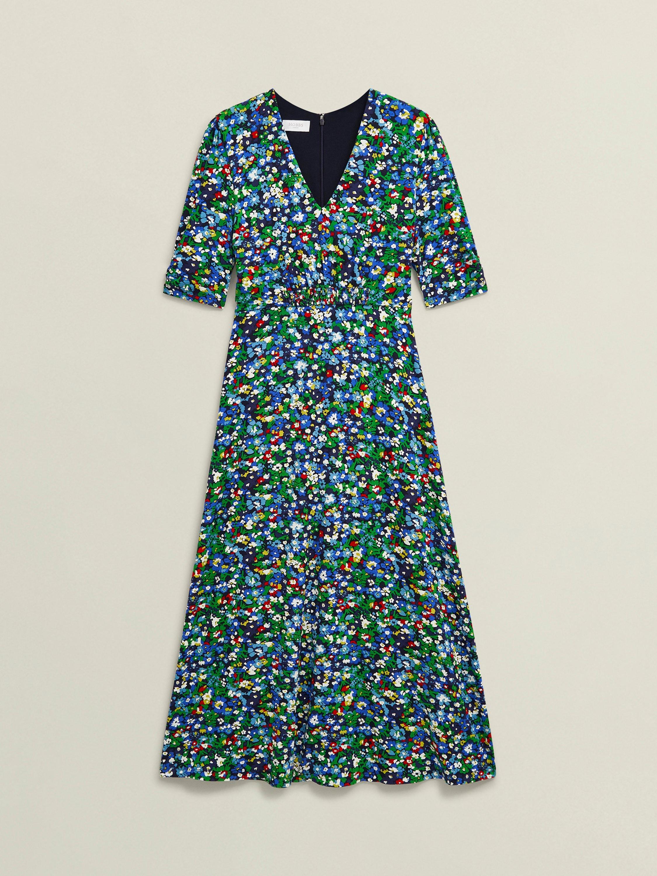 Product image 4 of 5, which shows Hobbs Petite Coralie Ditsy Floral Dress, Multi, 12