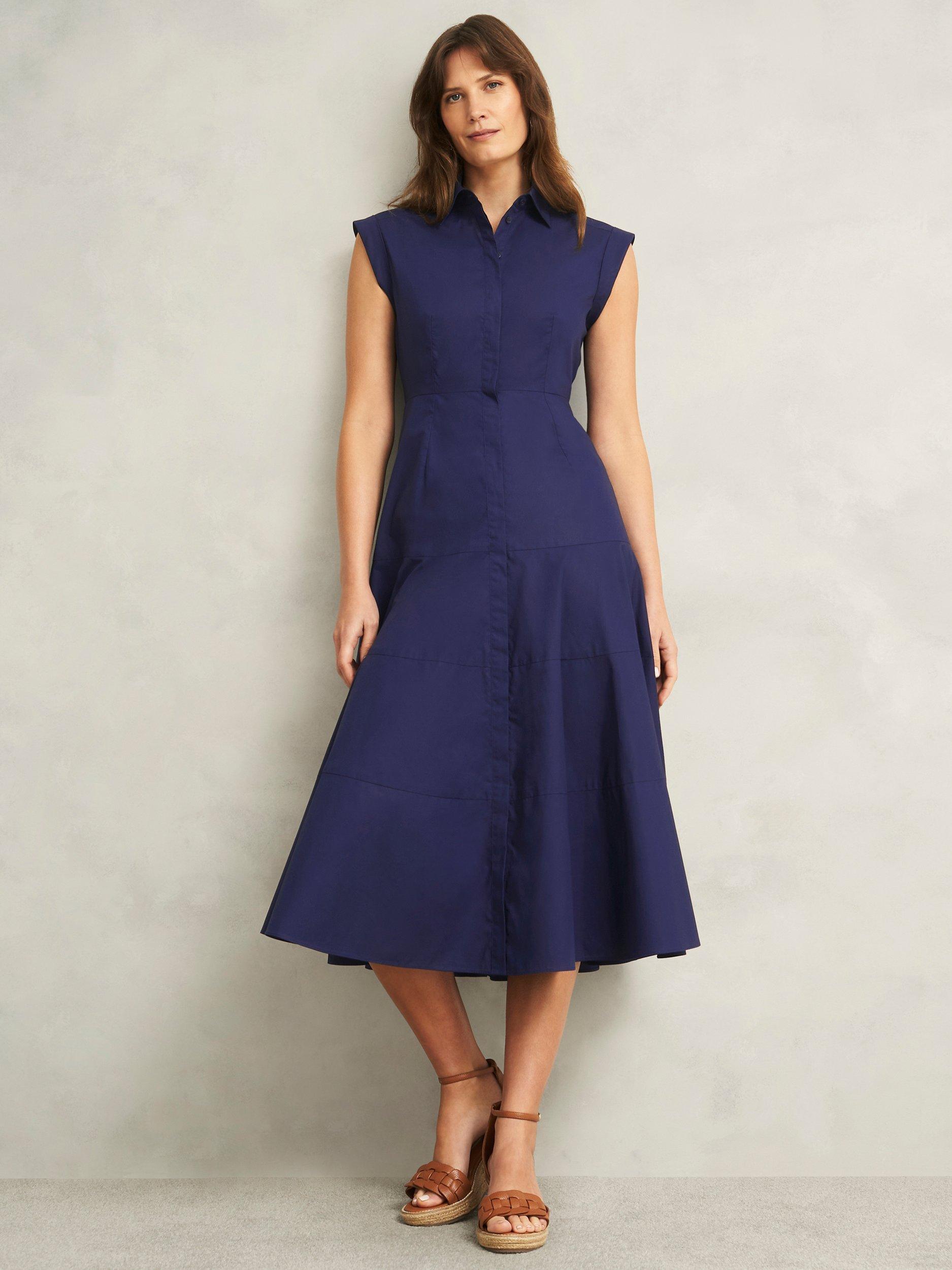 Product image 1 of 4, which shows Hobbs Petite Lilah Sleeveless Dress, Rich Navy Blue, 14
