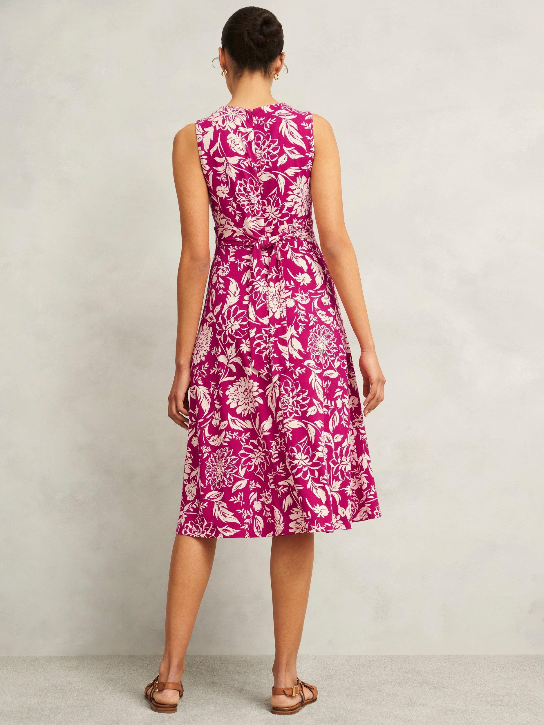 Product image 2 of 4, which shows Hobbs Sleeveless Floral Print Petite Marylise Dress, Pink/Cream, 10