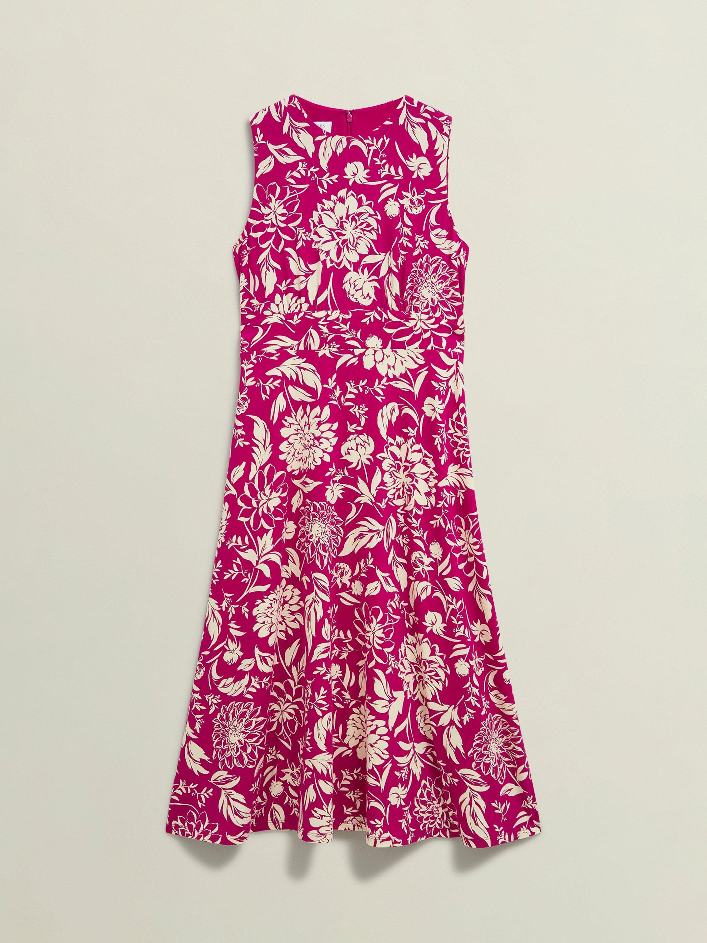Product image 4 of 4, which shows Hobbs Sleeveless Floral Print Petite Marylise Dress, Pink/Cream, 10