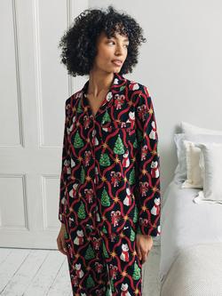 Chelsea Peers Christmas Westie Button Through Long Pyjama Set, Navy - view 2, Navy