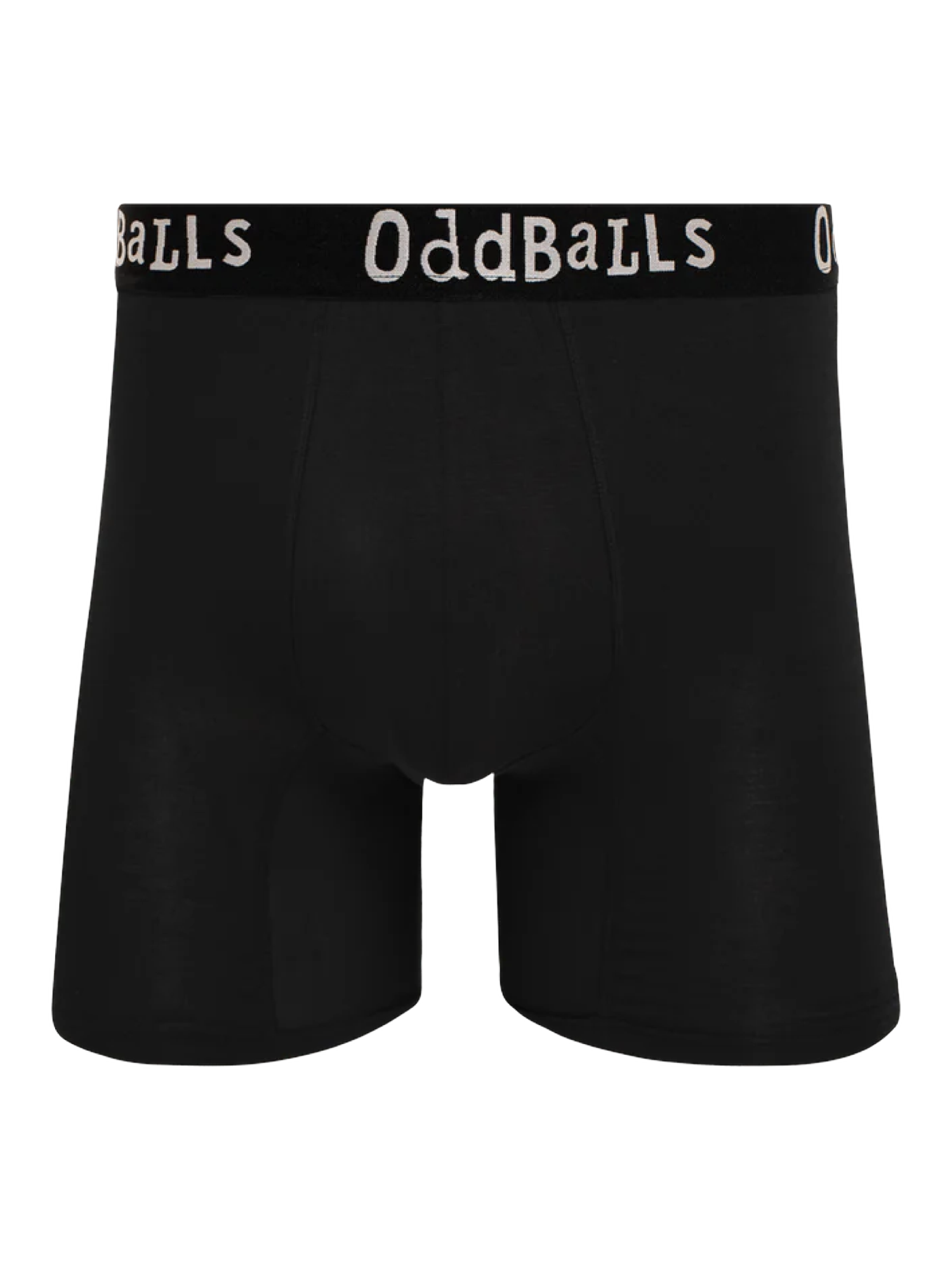 Product image 1 of 6, which shows OddBalls Plain Bamboo Boxer Shorts, Black, XXS