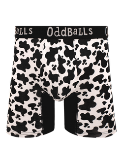 OddBalls Fat Cow Bamboo Boxer Shorts, Black/White, Black/White