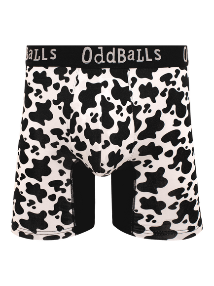 OddBalls Fat Cow Bamboo Boxer Shorts, Black/White, Black/White