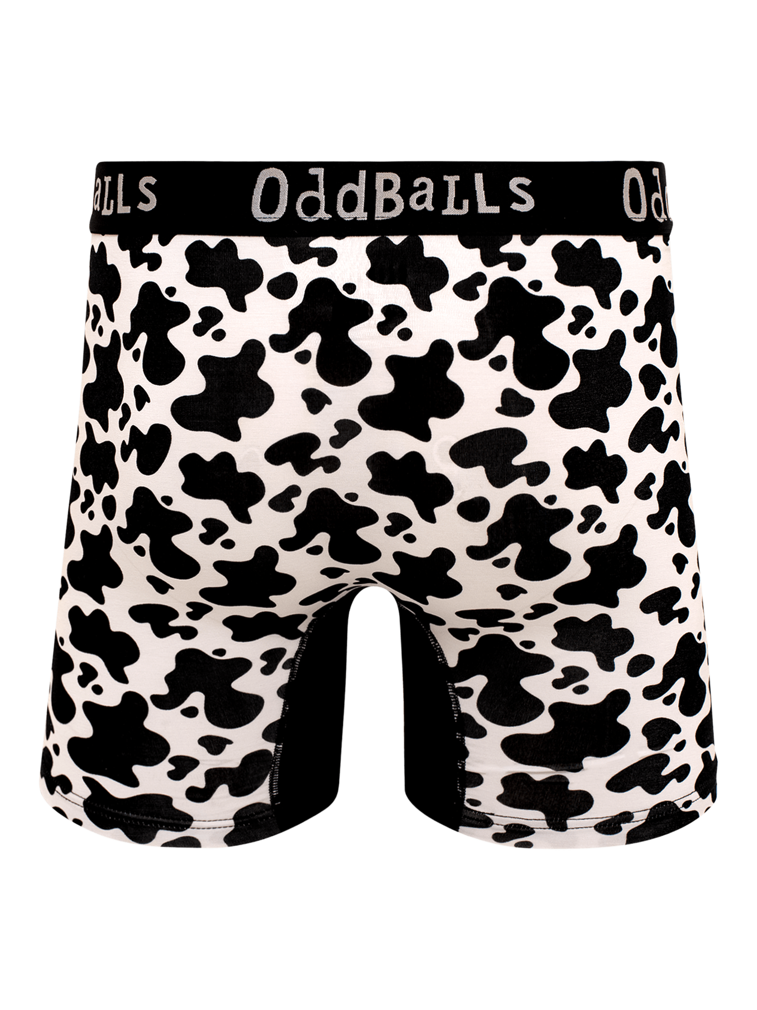 Product image 2 of 6, which shows OddBalls Fat Cow Bamboo Boxer Shorts, Black/White, XXS