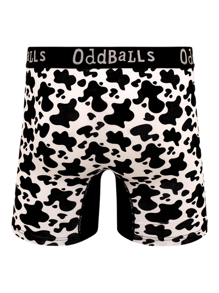 OddBalls Fat Cow Bamboo Boxer Shorts, Black/White - view 2, Black/White