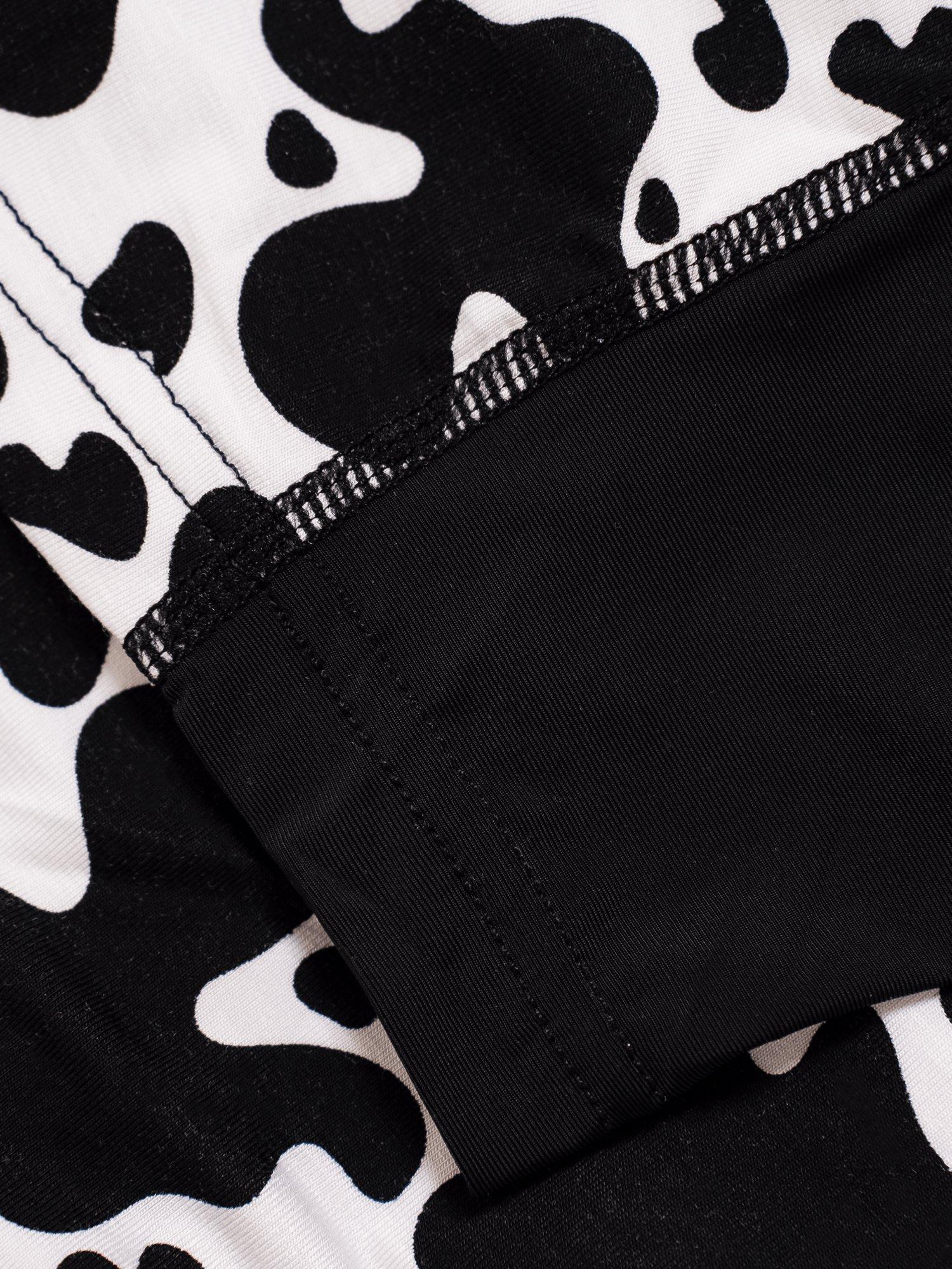 Product image 3 of 6, which shows OddBalls Fat Cow Bamboo Boxer Shorts, Black/White, XXS
