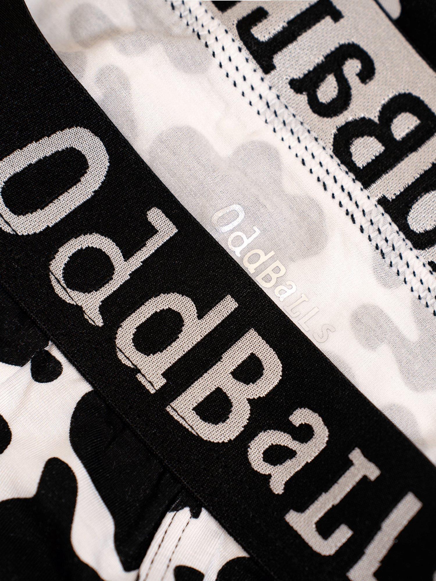Product image 4 of 6, which shows OddBalls Fat Cow Bamboo Boxer Shorts, Black/White, XXS
