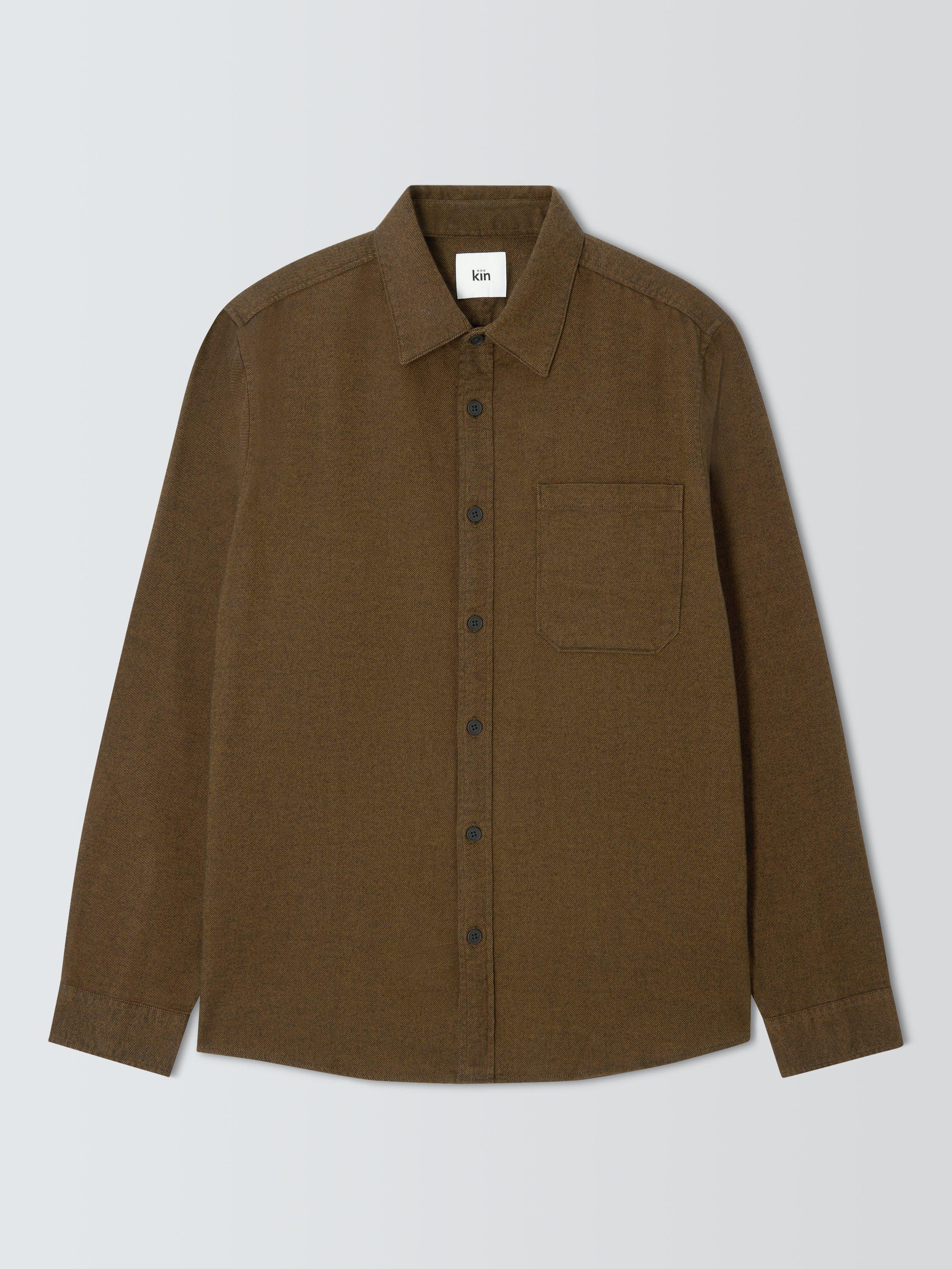 Product image 5 of 6, which shows Kin Contrast Twill Long Sleeve Shirt, Breen, M