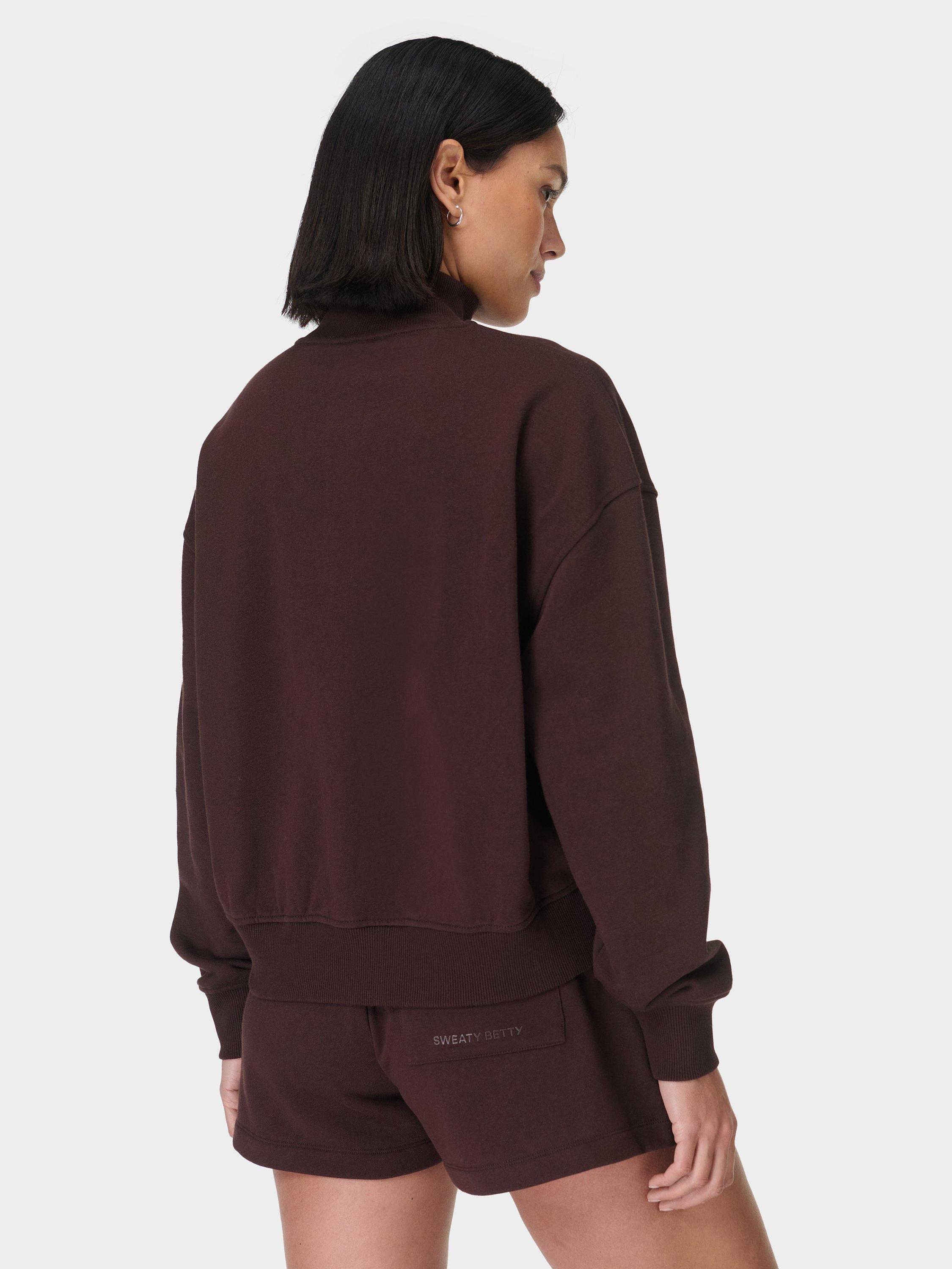 Product image 4 of 6, which shows Sweaty Betty Peaceful Ribbed Sweatshirt, Sable Brown, L-XL