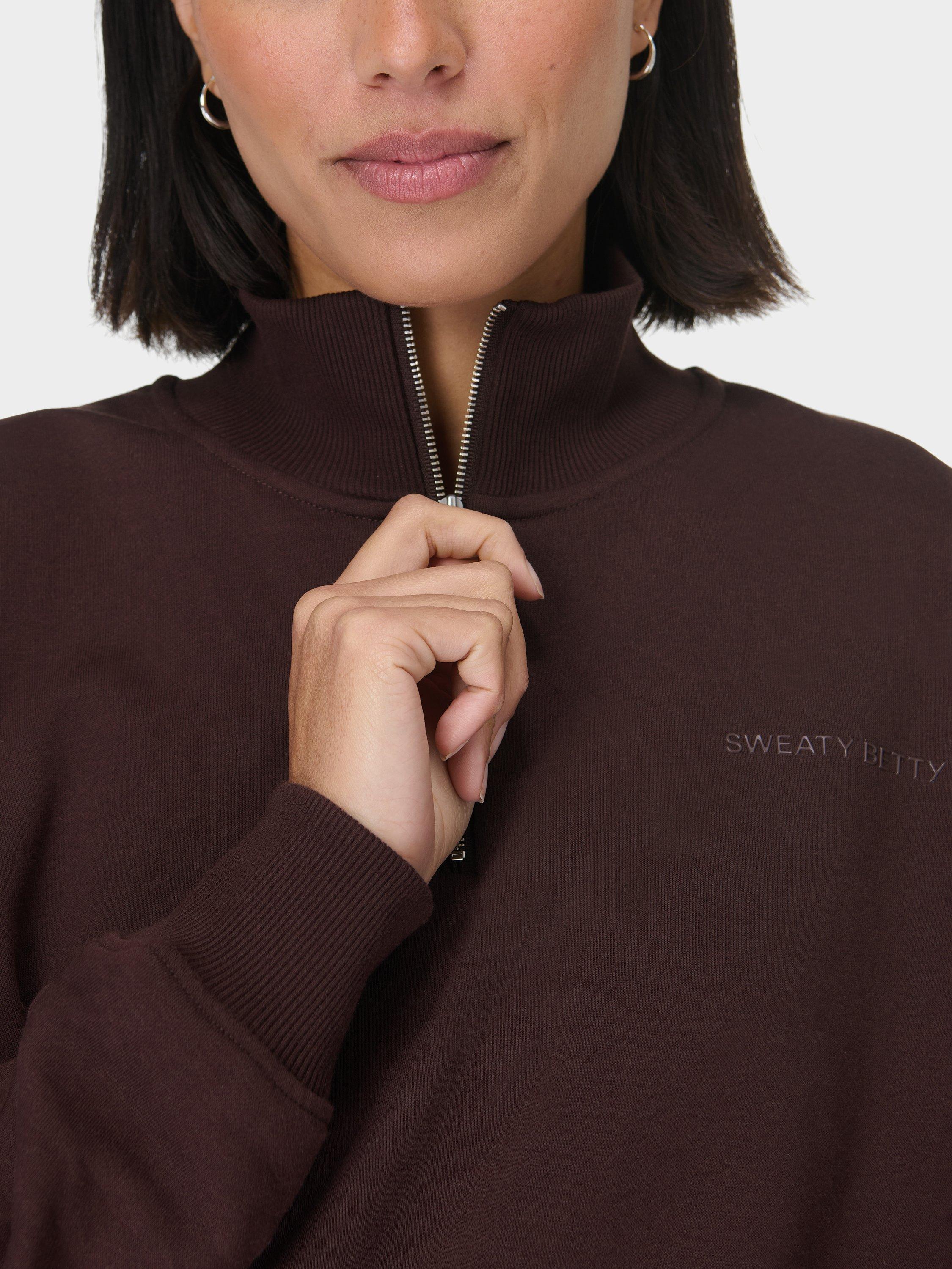 Product image 5 of 6, which shows Sweaty Betty Peaceful Ribbed Sweatshirt, Sable Brown, L-XL