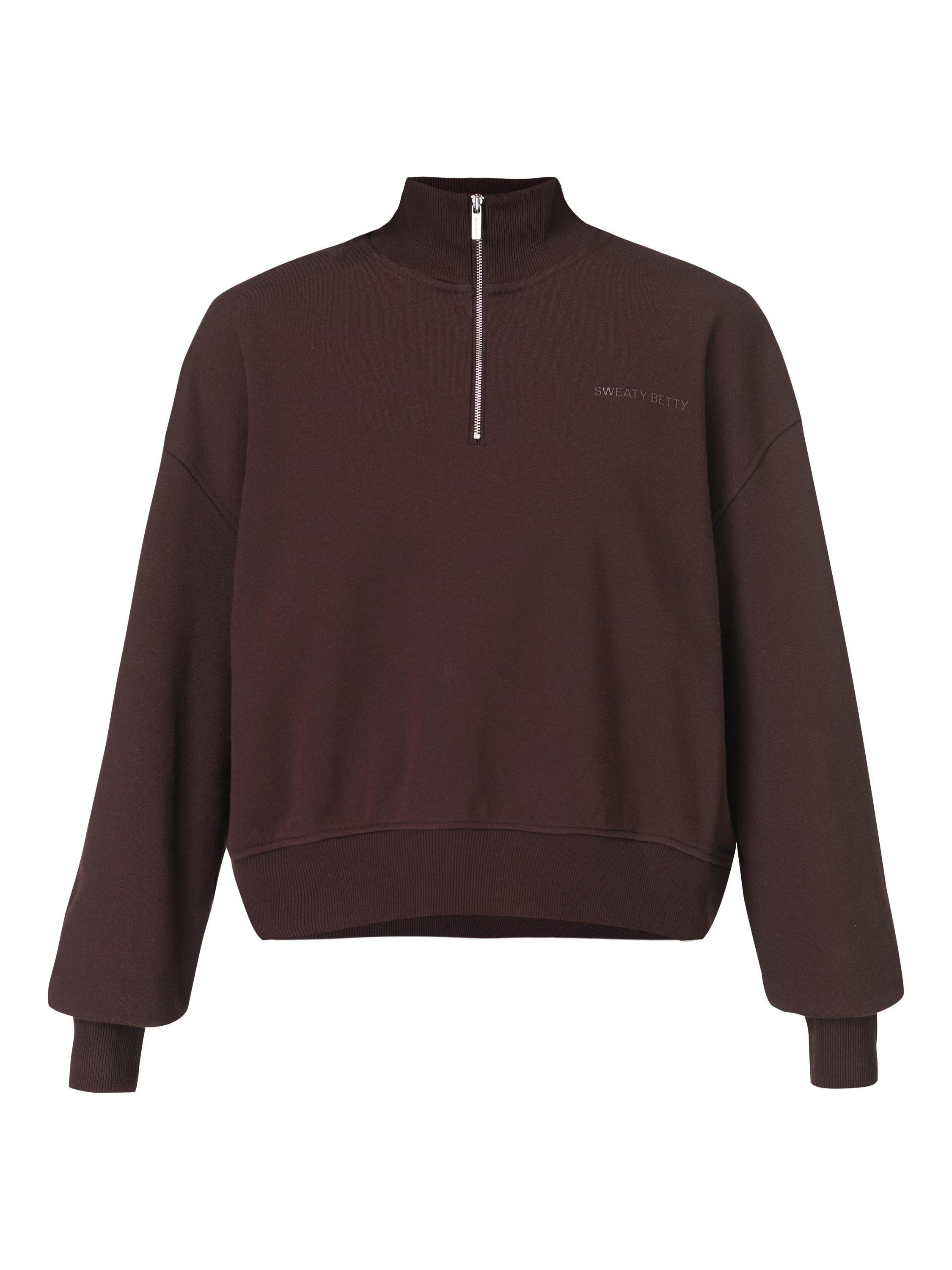 Product image 6 of 6, which shows Sweaty Betty Peaceful Ribbed Sweatshirt, Sable Brown, L-XL