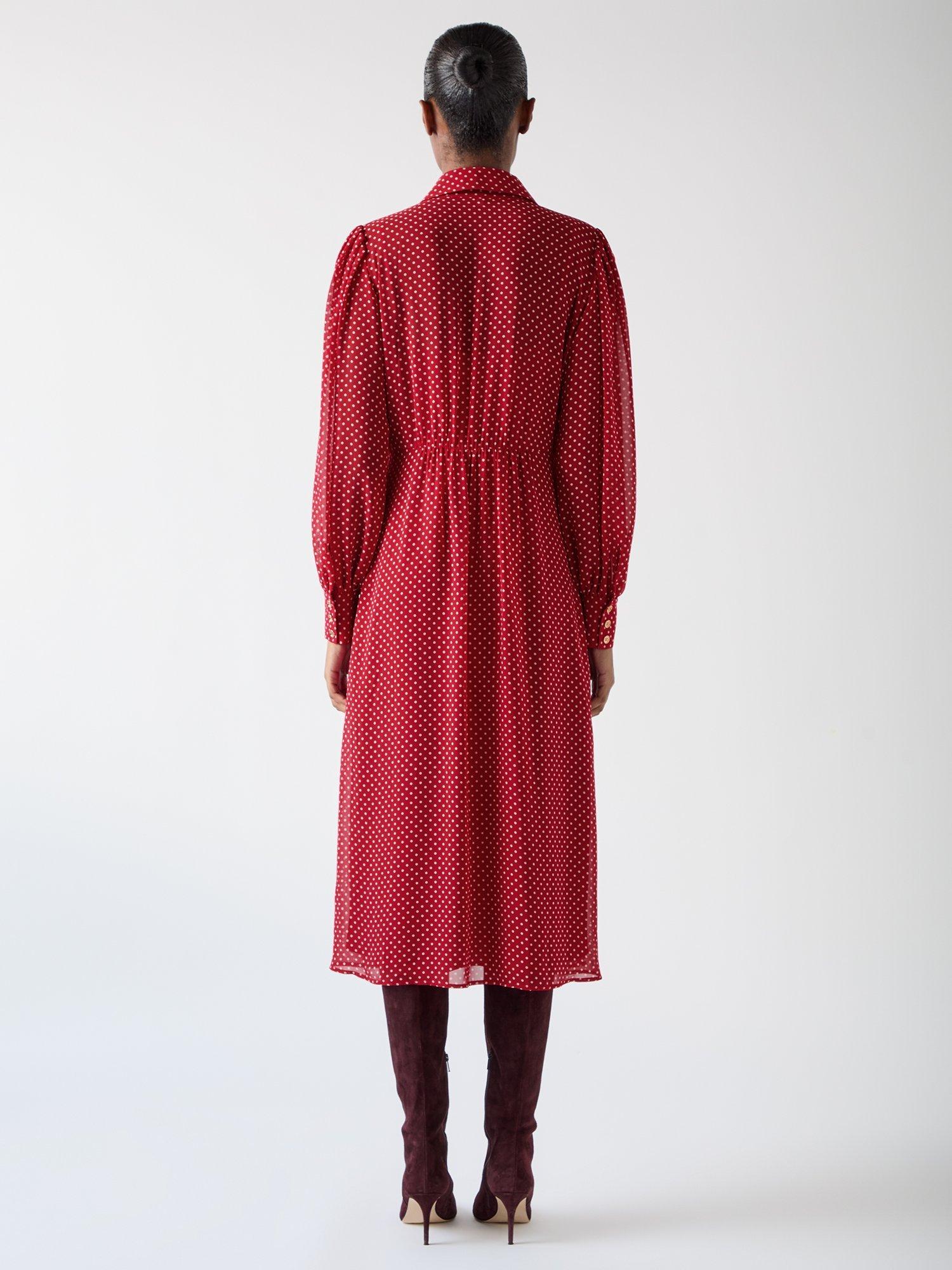 Product image 3 of 4, which shows L.K.Bennett Cody Polka Dot Dress, Red, 12