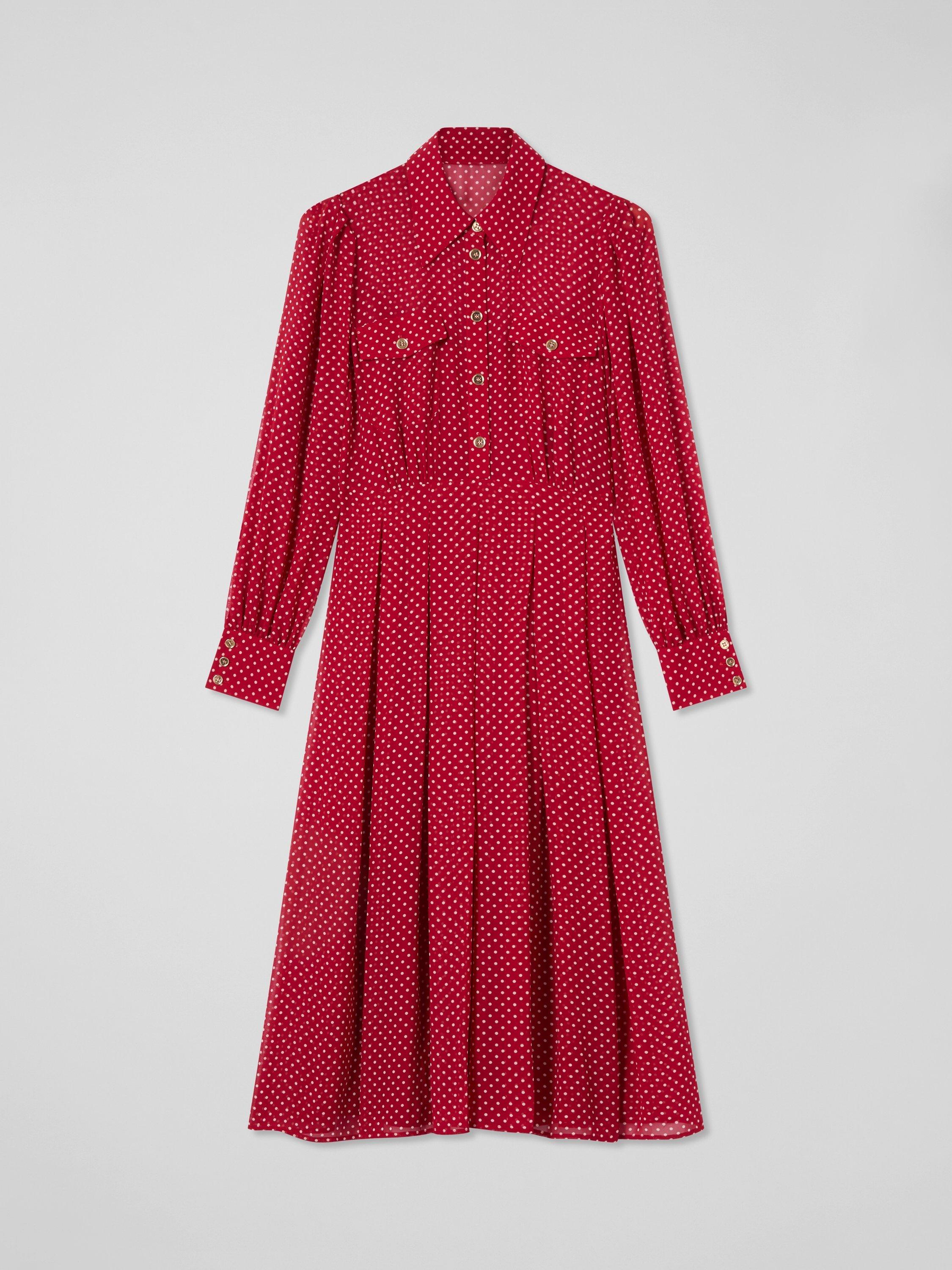 Product image 4 of 4, which shows L.K.Bennett Cody Polka Dot Dress, Red, 12