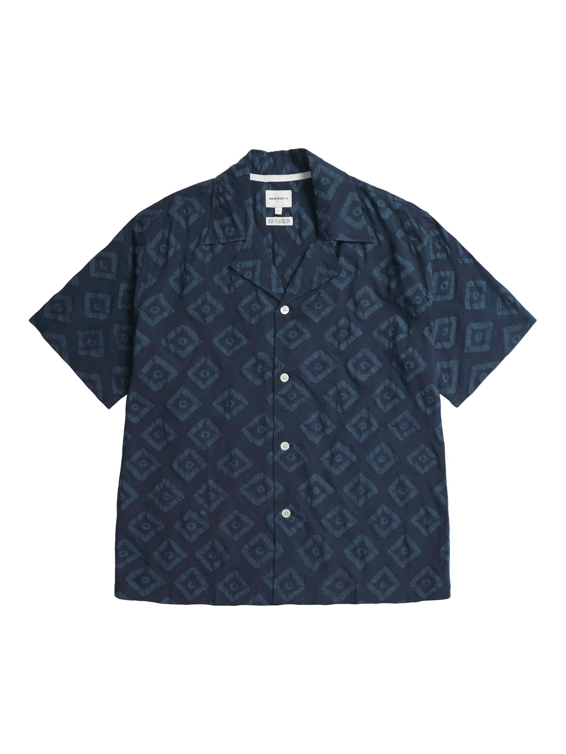 Product image 1 of 3, which shows Norse Projects Mads Batik Cotton Regular Fit Textured Shirt, Dark Navy, S