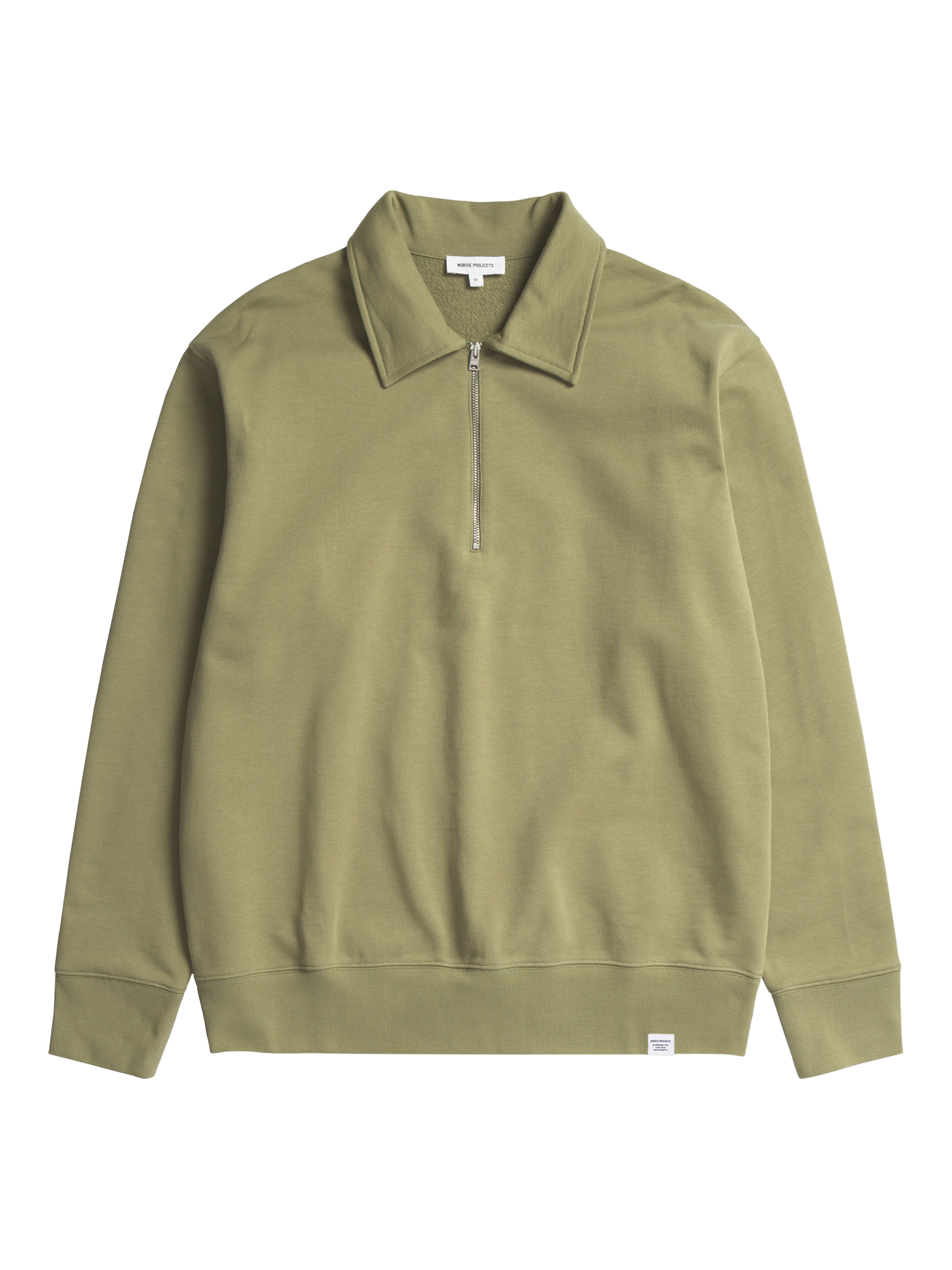 Product image 1 of 3, which shows Norse Projects Ketel Half-Zip Sweatshirt, Moss Green, S