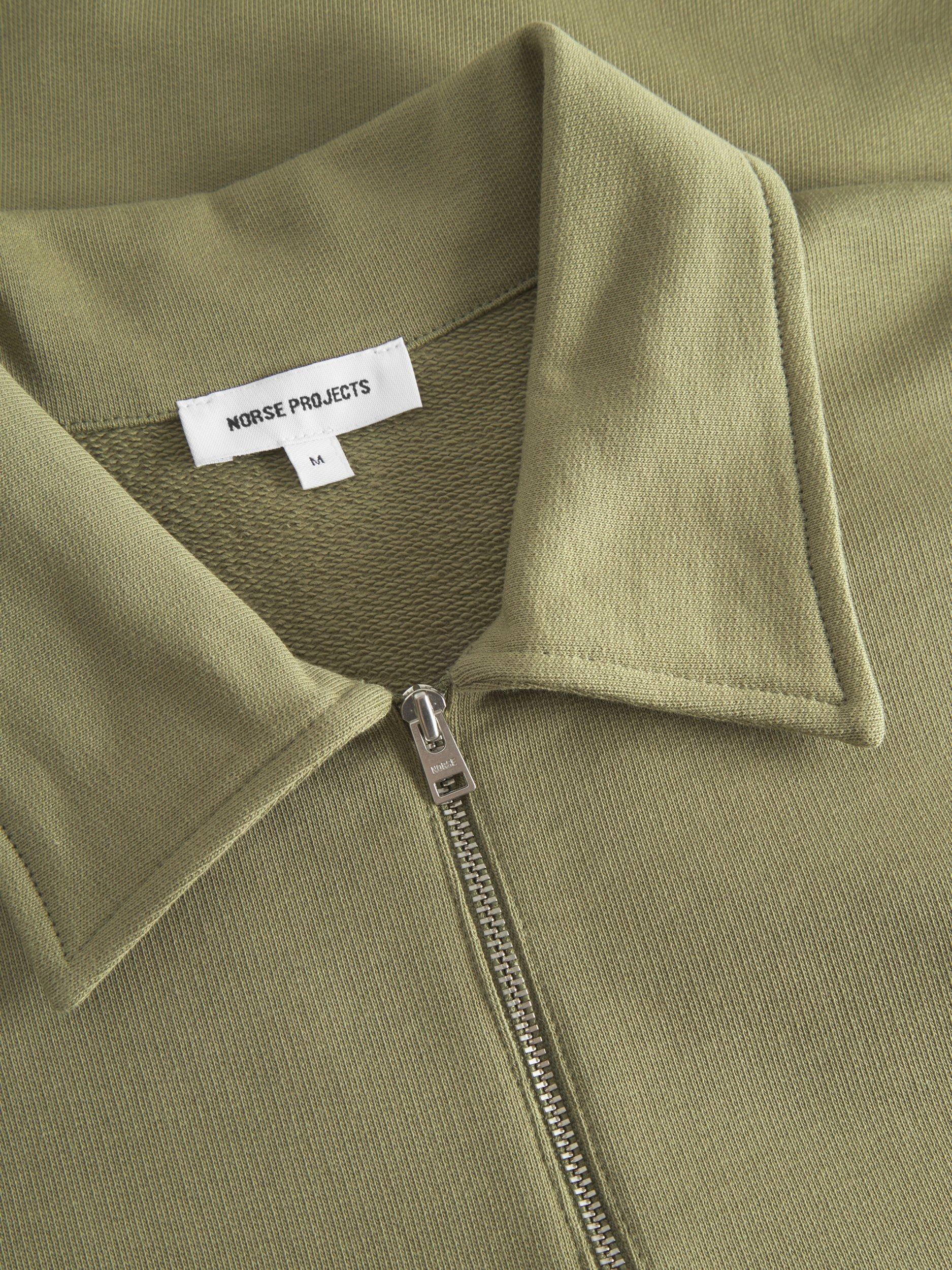 Product image 3 of 3, which shows Norse Projects Ketel Half-Zip Sweatshirt, Moss Green, S