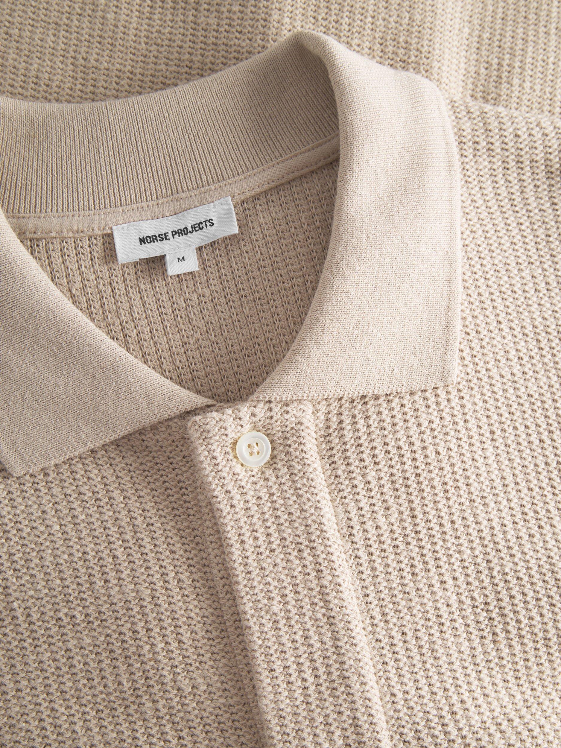 Product image 3 of 3, which shows Norse Projects Gustav Cotton Regular Fit Crochet Knit T-Shirt, Oatmeal, XL