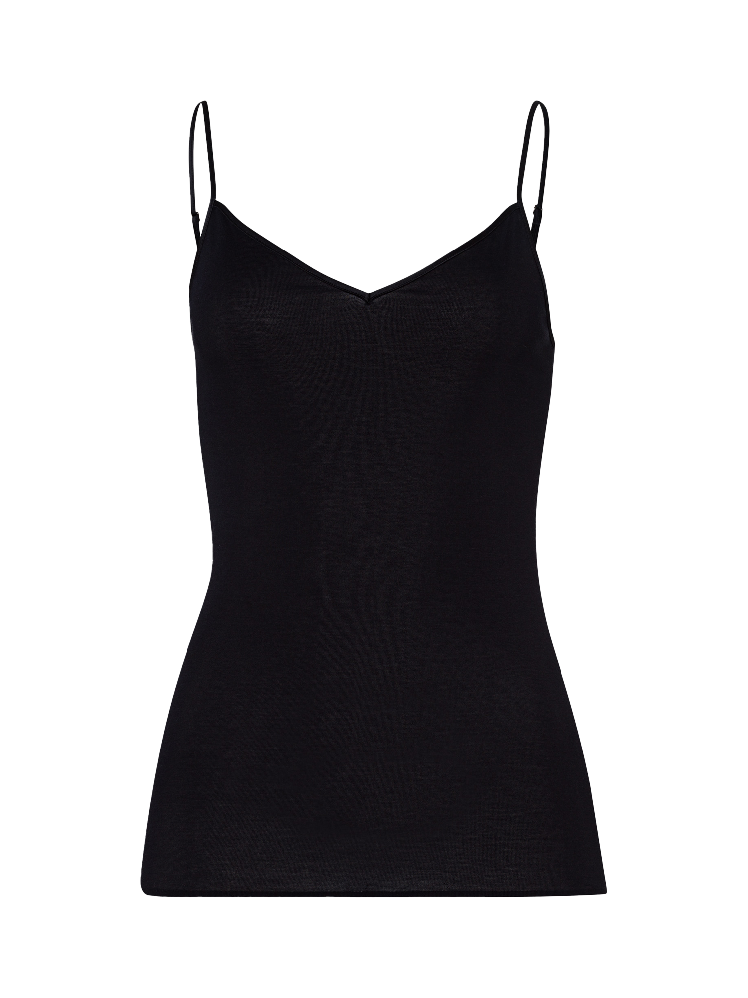 Product image 4 of 6, which shows Hanro Cotton Seamless Cami Top, Black, XS