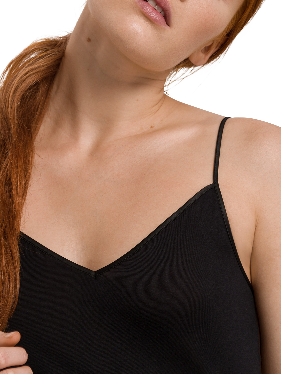 Product image 5 of 6, which shows Hanro Cotton Seamless Cami Top, Black, XS