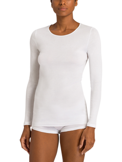 Hanro Cotton Seamless Long-Sleeved T-Shirt, White