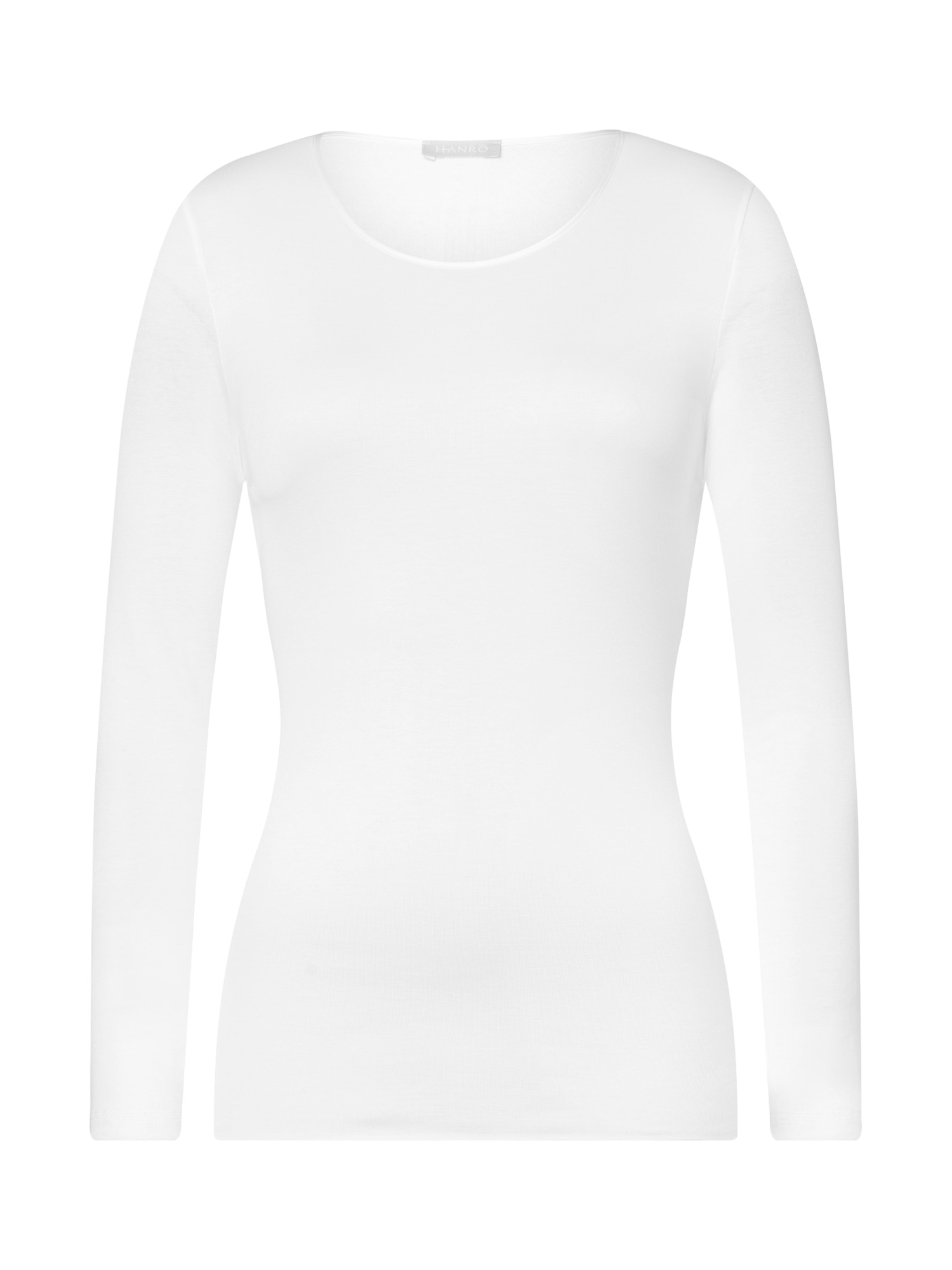 Product image 4 of 6, which shows Hanro Cotton Seamless Long-Sleeved T-Shirt, White, XS