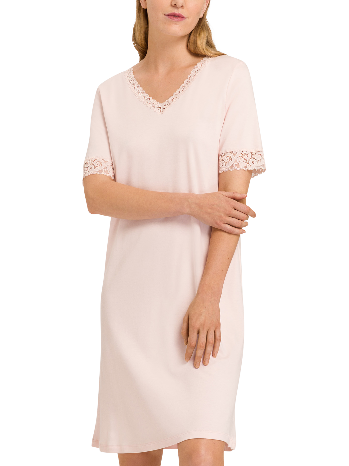 Product image 1 of 6, which shows Hanro Moments Nightdress, Crystal Pink, XS