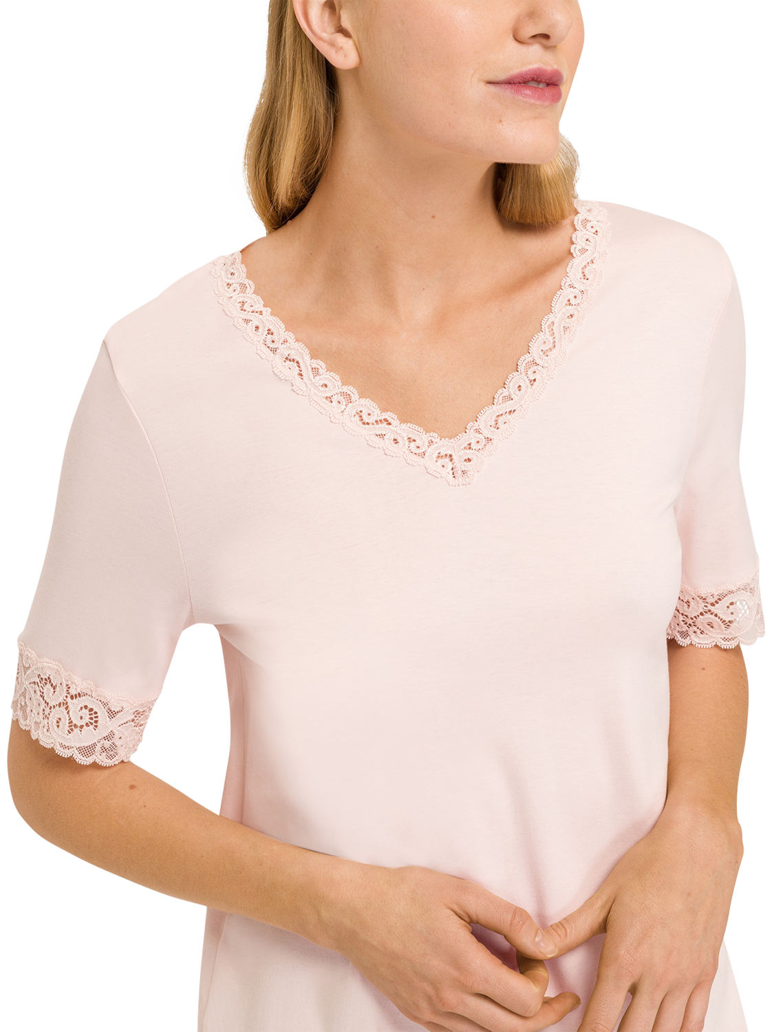 Product image 3 of 6, which shows Hanro Moments Nightdress, Crystal Pink, XS