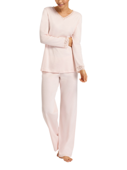 Hanro Moments Long Pyjama Set, Crystal Pink