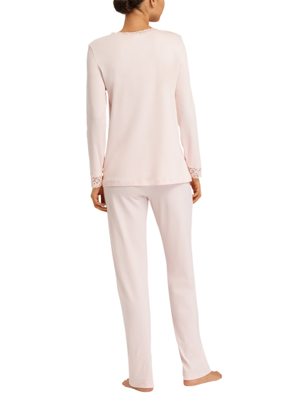 Hanro Moments Long Pyjama Set - view 2, Crystal Pink