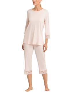 Hanro Moments Cropped Pyjamas, Crystal Pink