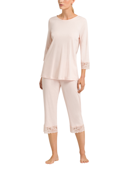Hanro Moments Cropped Pyjamas, Crystal Pink
