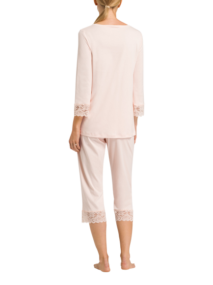 Hanro Moments Cropped Pyjamas - view 2, Crystal Pink