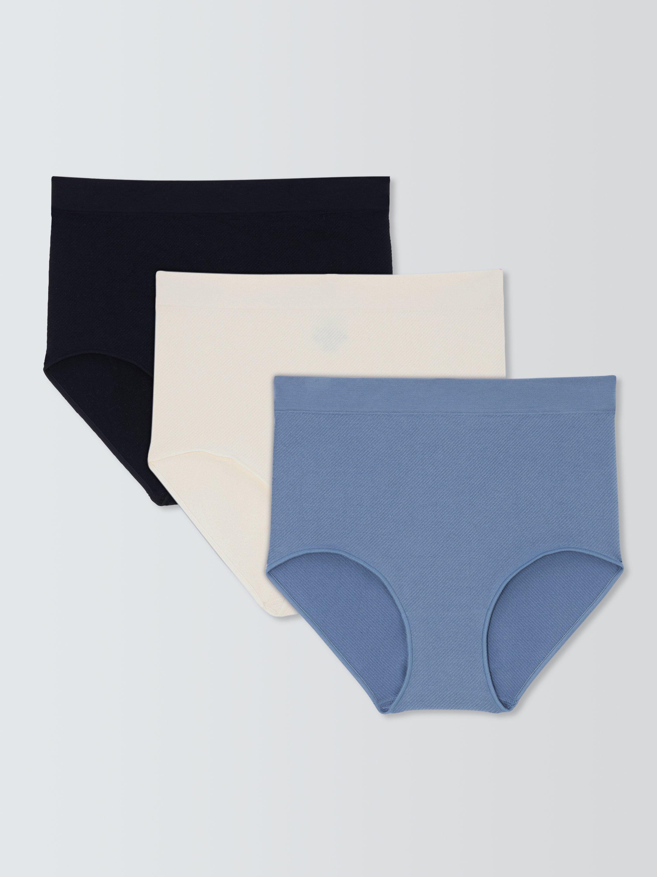 Product image 1 of 6, which shows John Lewis Seamfree Full Briefs, Pack of 3, Blues, 8