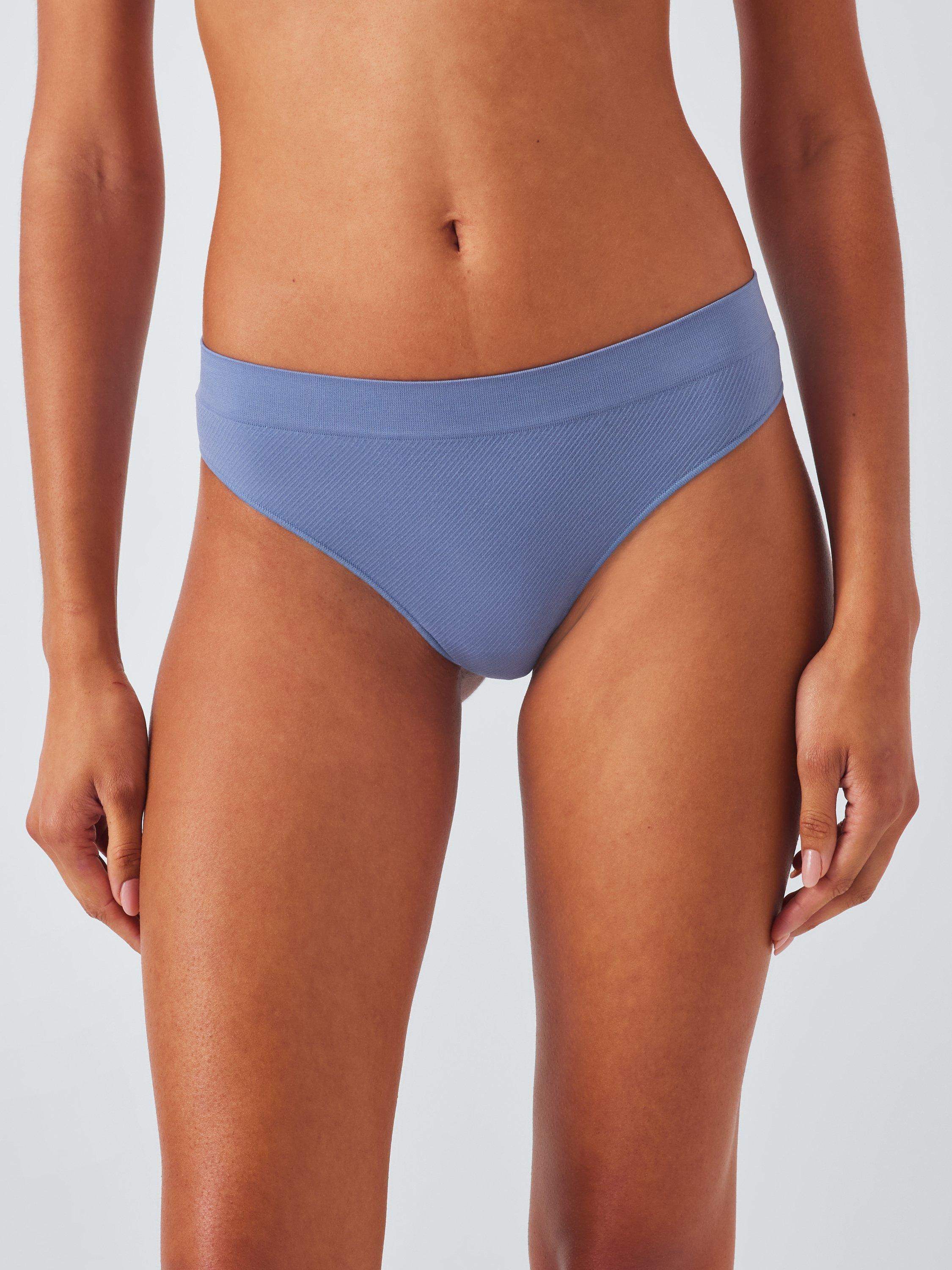 Product image 2 of 6, which shows John Lewis Seamfree Thong, Pack of 3, Blues, 8