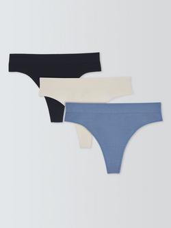 John Lewis Seamfree Thong, Pack of 3, Blues