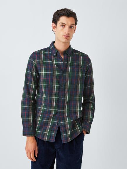 John Lewis Black Watch Tartan Cotton Shirt, Red, Red