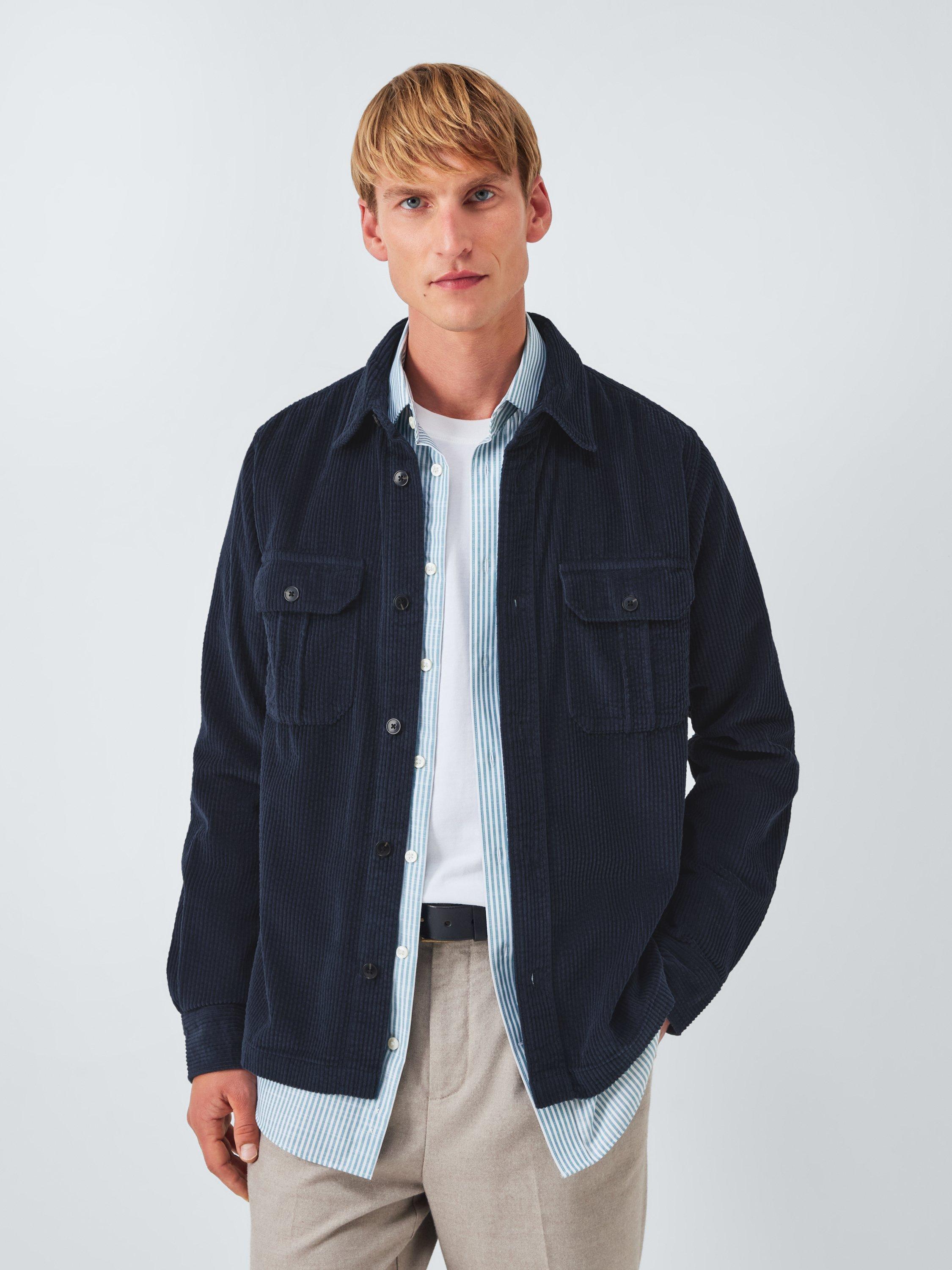 Product image 1 of 6, which shows John Lewis Corduroy Overshirt, Sky Captain, XXL