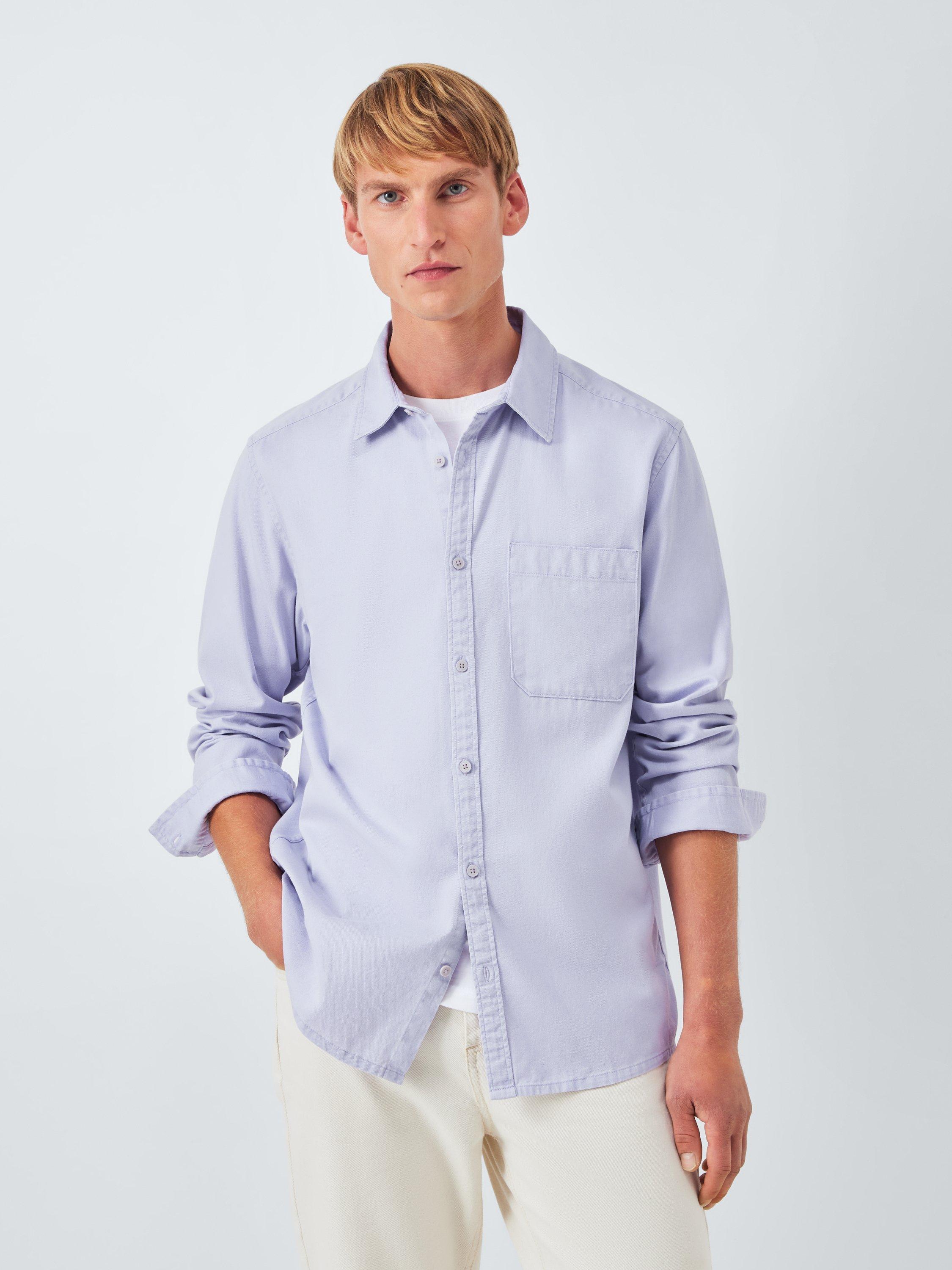 Product image 1 of 5, which shows John Lewis Regular Fit Washed Cotton Shirt, Lilac, M