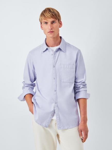 John Lewis Regular Fit Washed Cotton Shirt, Lilac