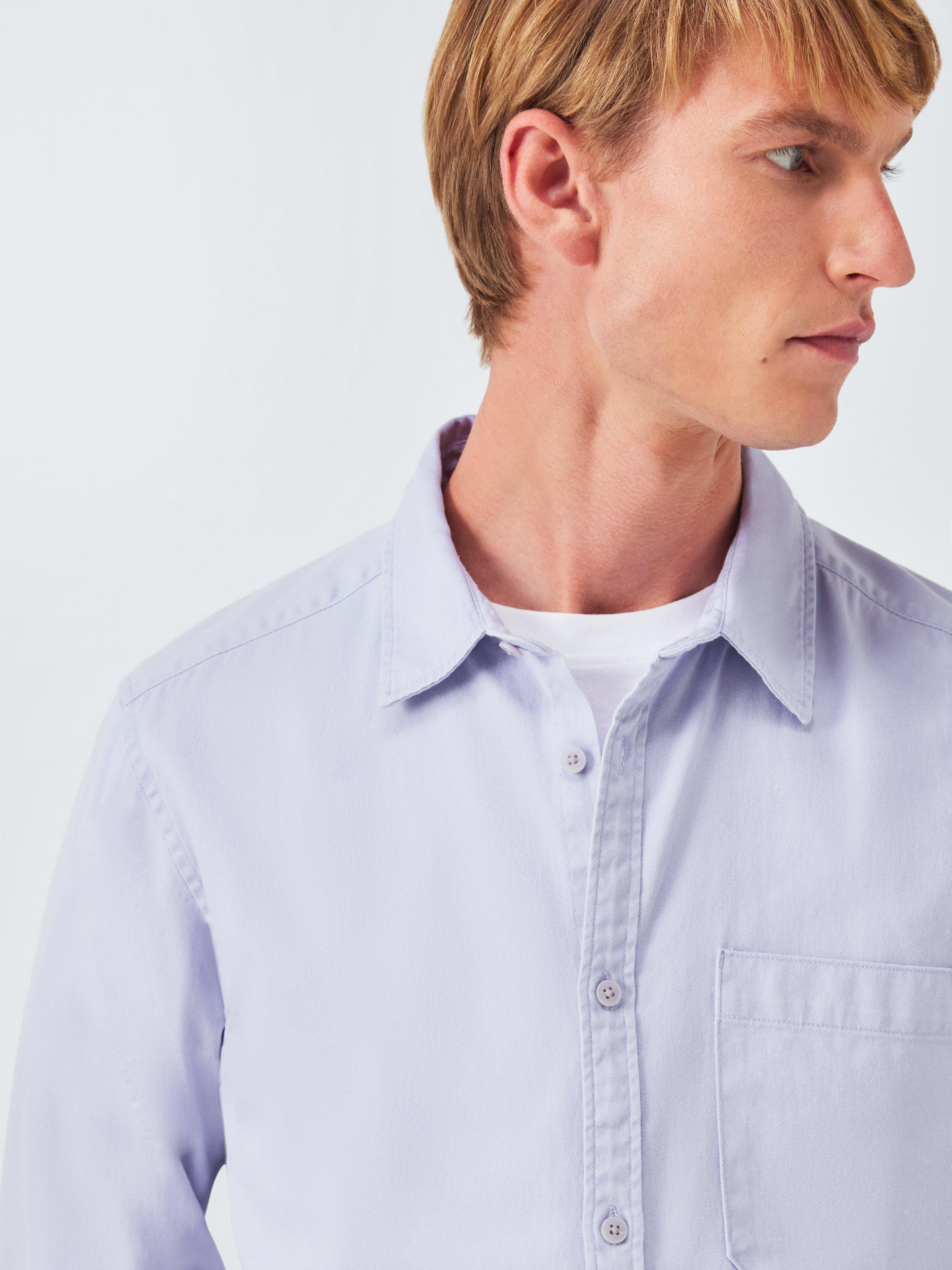 Product image 4 of 5, which shows John Lewis Regular Fit Washed Cotton Shirt, Lilac, M