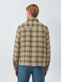 John Lewis Zip Front Tartan Cotton Overshirt, Ivy Green - view 2, Ivy Green