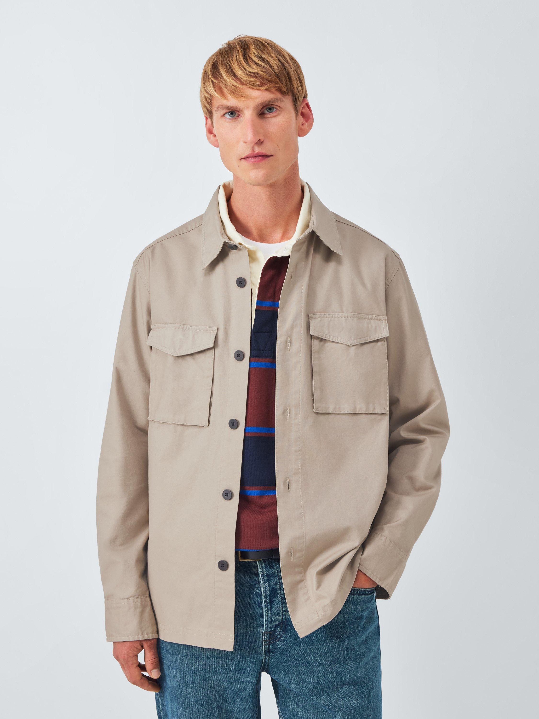 Product image 1 of 6, which shows John Lewis Cotton Overshirt, Plaza Taupe, S