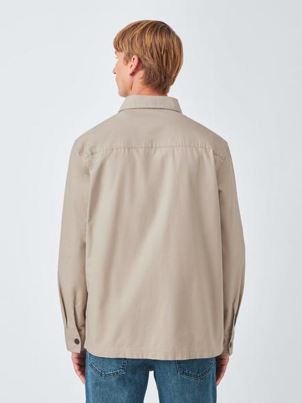 John Lewis Cotton Overshirt - view 2, Plaza Taupe