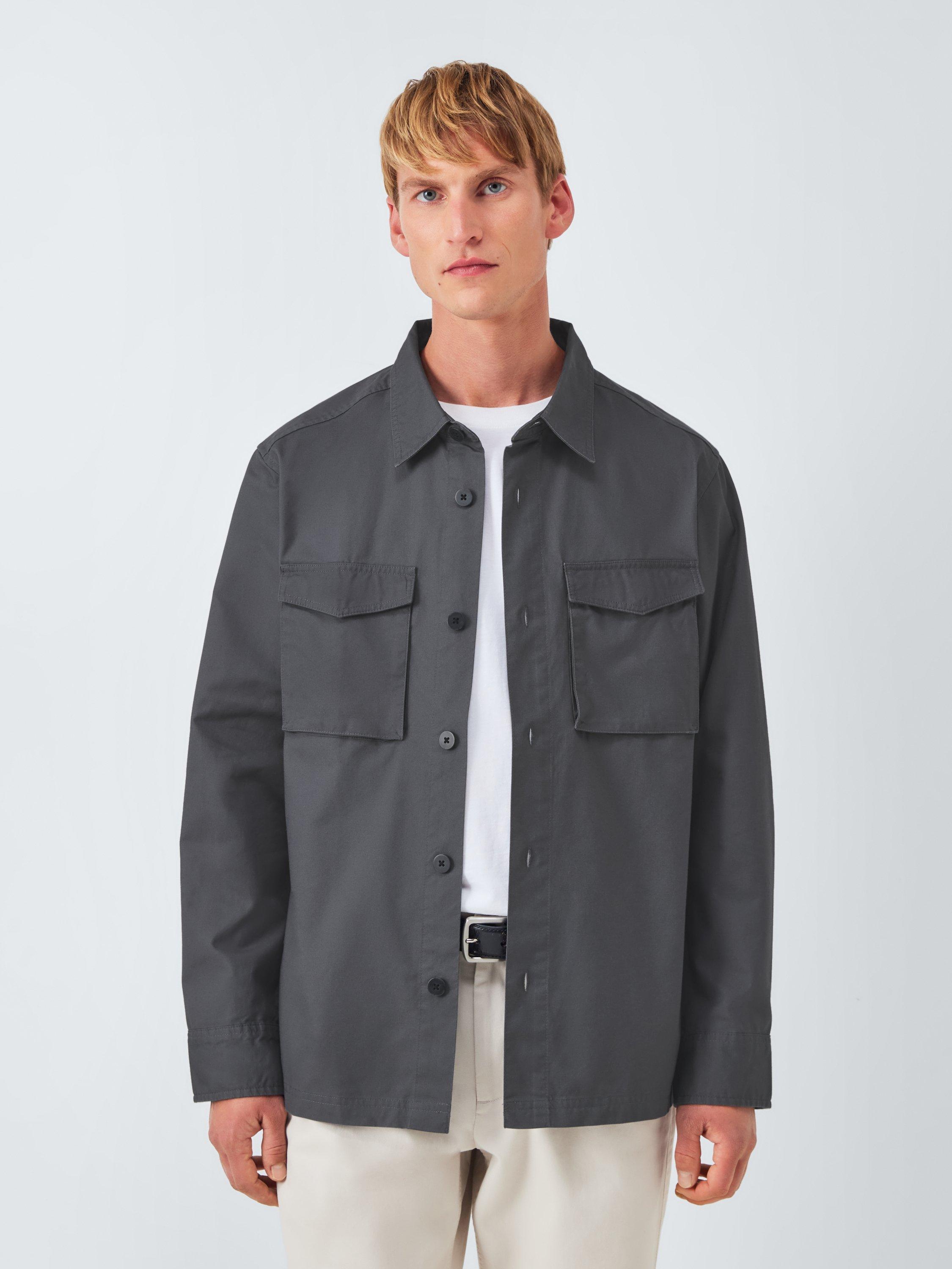 Product image 1 of 6, which shows John Lewis Cotton Overshirt, Asphalt, S