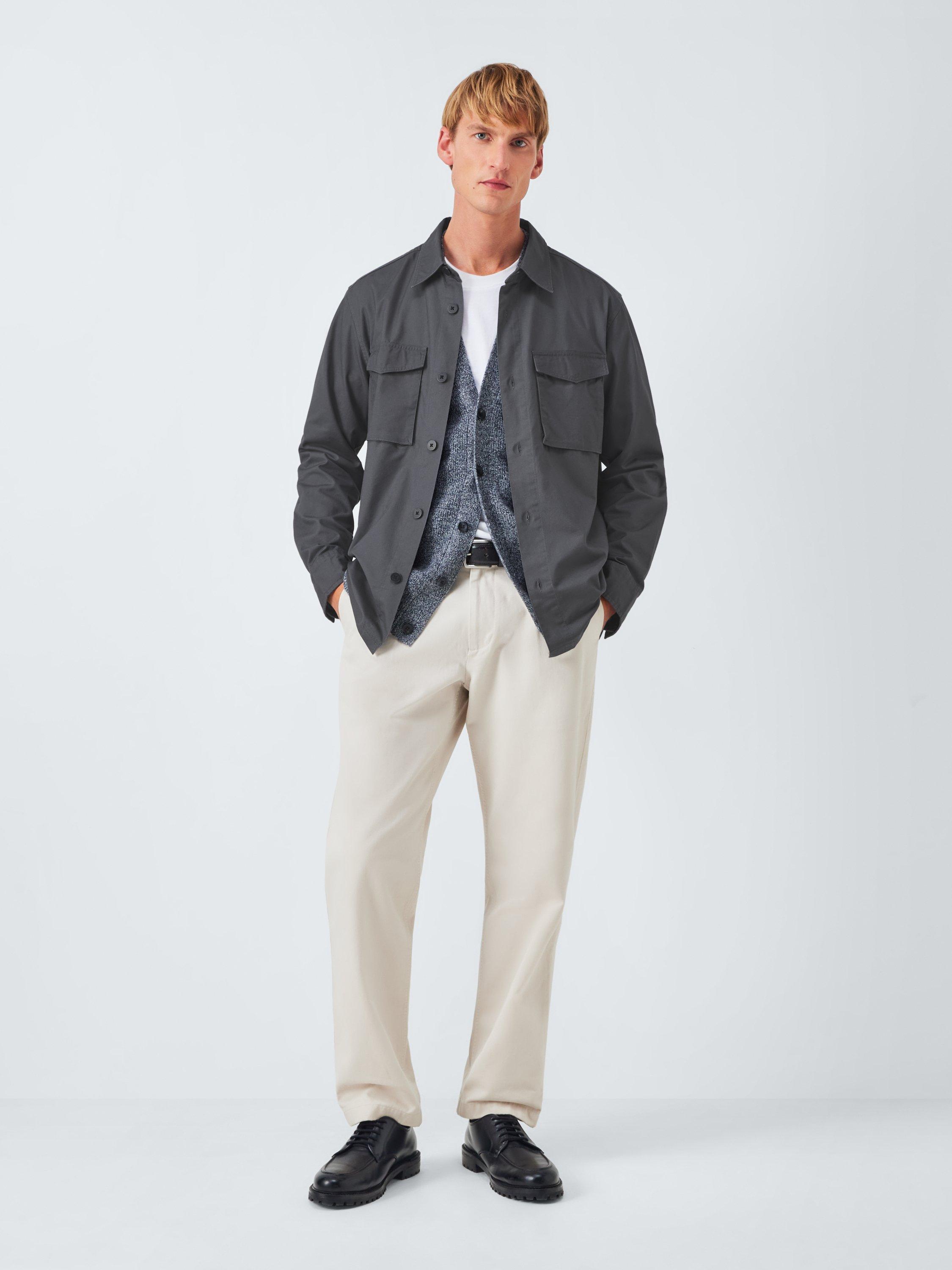 Product image 3 of 6, which shows John Lewis Cotton Overshirt, Asphalt, S