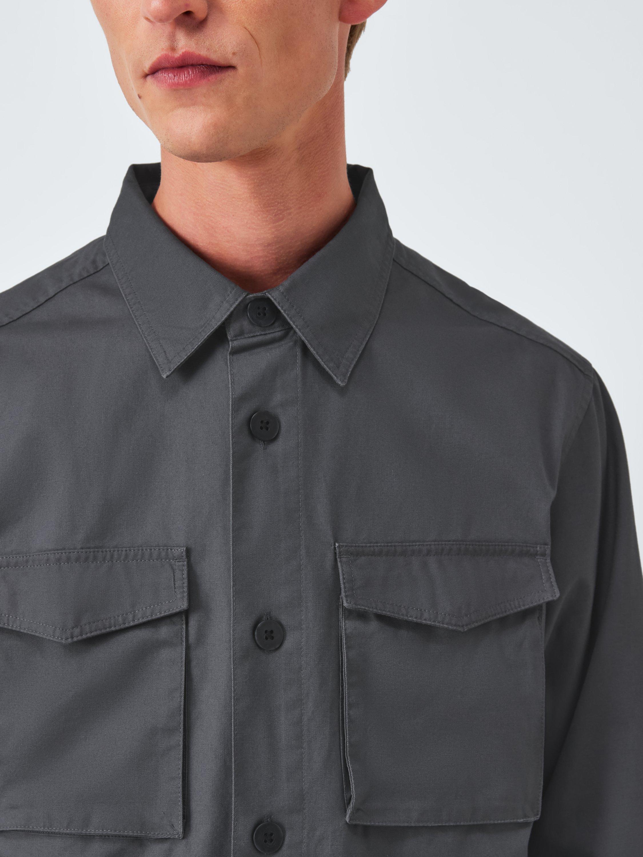 Product image 5 of 6, which shows John Lewis Cotton Overshirt, Asphalt, S